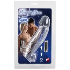 You2Toys Crystal Clear Penishylse Med Vibrerende Kaninører. -Par Sexleketøy butikk 26264 you2toys chrystal skin penis sleeve with vibration 23 cm 90 pack q100
