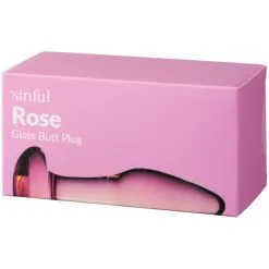 Sinful Rose Glass Analplugg -Par Sexleketøy butikk 26838 sinful rose glass butt plug 90 pack q100