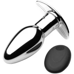 Master Series Chrome Blast Liten Analplugg Med Fjernkontroll -Par Sexleketøy butikk 27350 master series chrome blast remote controlled small butt plug 02 product q100