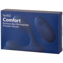 Sinful Comfort Business Blue Prostatavibrator Med Fjernkontroll -Par Sexleketøy butikk 27795 sinful comfort business blue rechargeable prostate vibrator 90 pack q100
