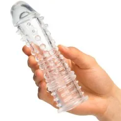 Baseks Gjennomsiktig Stimulerende Penisforlenger Hylse -Par Sexleketøy butikk 27822 baseks clear stimulation penis extender sleeve 50 hand q100