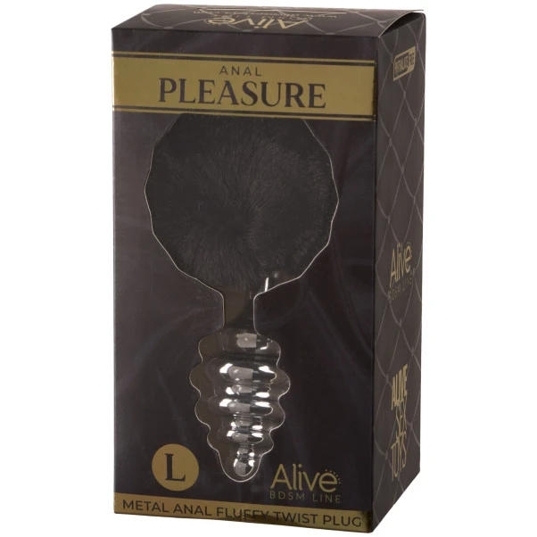 Alive BDSM Line Metall Svart Fluffy Twist Analplugg L 4 Alive BDSM Line Metall Svart Fluffy Twist Analplugg L - Bilde 4